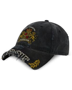 Martine Rose Distressed Crest-Embroidered Cap - Black