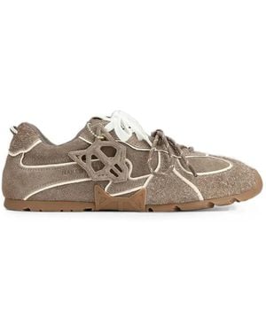 Naked Wolfe Ace Logo-Patch Panelled Trainers - Brown