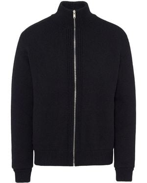 Prada Triangle-Logo Wool-Cashmere Cardigan - Blue
