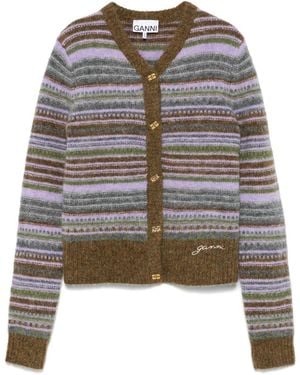 Ganni Striped Cardigan - Grey