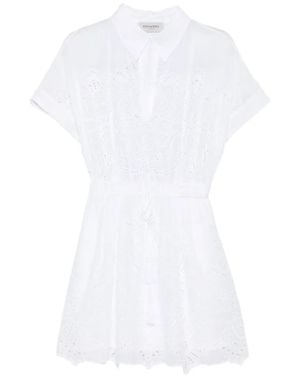 ERMANNO FIRENZE Eyelet Drawstring Dress - White