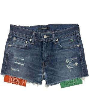 HTC Mini-Shorts Im Distressed-Look - Blau