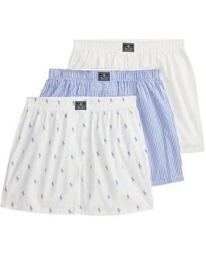 Polo Ralph Lauren Elastic Waistband Print Boxer (set Of Three) - Blue