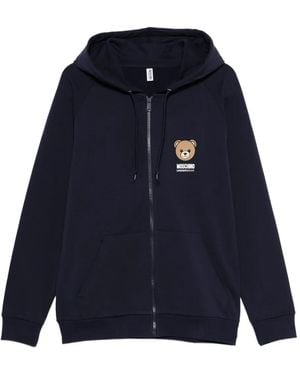 Moschino Kapuzenjacke mit Teddy-Print - Blau