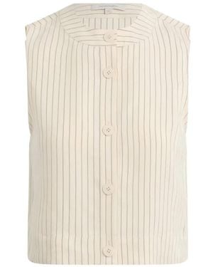 FAVORITE DAUGHTER Fine Line Pinstripe Top - White