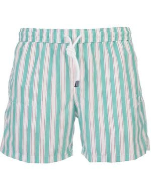 Fedeli Striped Drawstring Swim Shorts - Blue