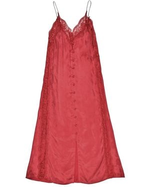 Bimba Y Lola Lace Button Midi Dress - Red