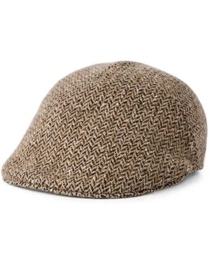 Brunello Cucinelli Dazzling & Sparkling Virgin Wool Chevron Flat Hat - Brown
