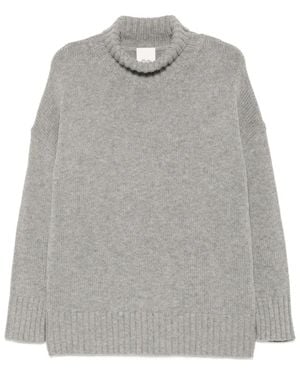 Allude Gerippter Pullover Mit Stehkragen - Grau