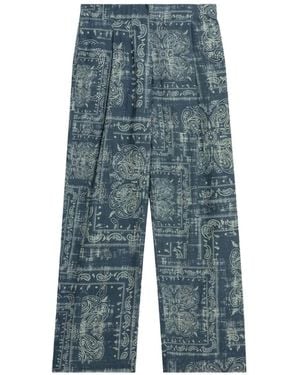 A PAPER KID Popeline Paisley Pants - Blue