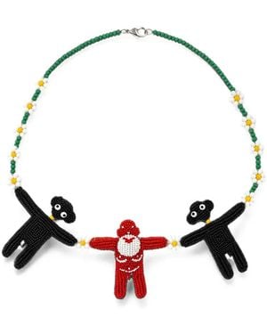 Walter Van Beirendonck Beaded Flower Necklace - White