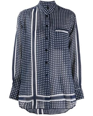 Sara Lanzi Geometric-Print Long-Sleeved Shirt - Blue