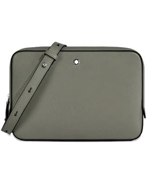 Montblanc Leather Messenger Bag - Grey