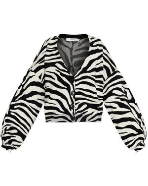 Gestuz Cardigan Imprimé À Manches Bouffantes - Black