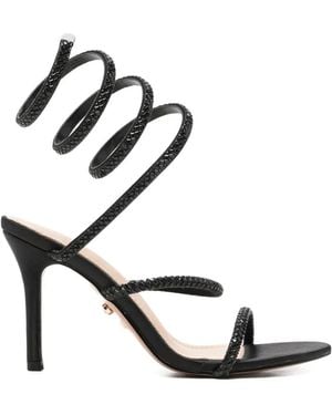 Twentyfourhaitch Zeja Embellished Spiral-Bound Sandals - Black