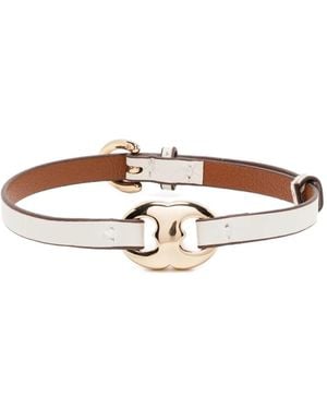 Tory Burch Gemini Leather Bracelet - White