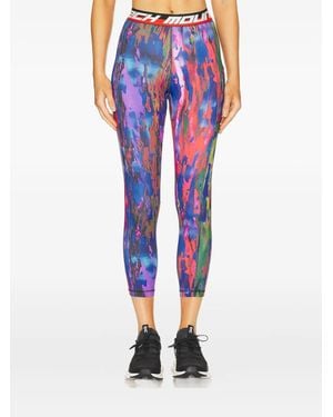 Aztech Mountain Abstract-Print Performance Leggings - Blue