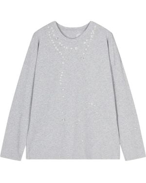 JNBY Pearl-Embellished Long-Sleeve T-Shirt - Gray