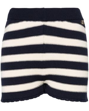 Twinset ストライプ ニットショートパンツ - ブルー
