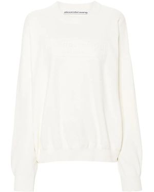 Alexander Wang Jersey Con Logo Bordado - Blanco