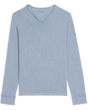 Zadig & Voltaire Buttoned V-Neck T-Shirt - Blue