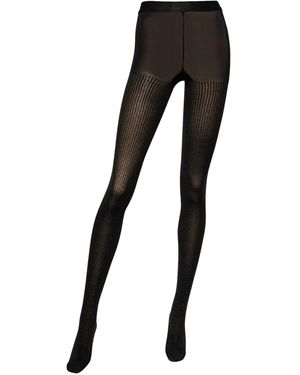 Sergio Rossi Rhinestone-Embellished Stretch Tights - Black