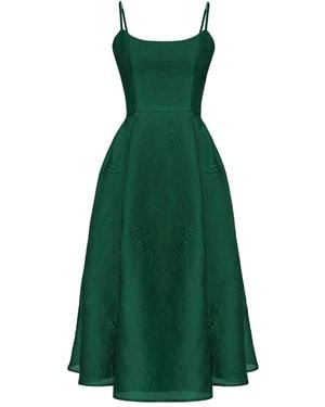 POST MERIDIEM Jacquard Corset-Bustier Midi Dress - Green
