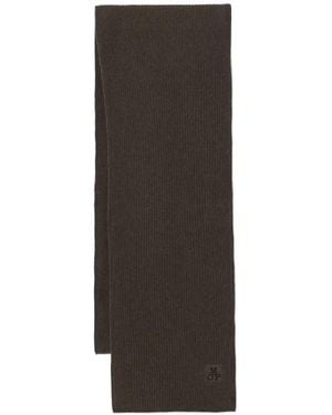 Marc O' Polo Ribbed-Knit Logo-Embroidered Scarf - Brown