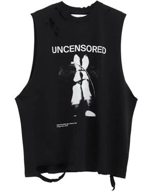 MATIERES FECALES Distressed Graphic-Print T-Shirt - Black