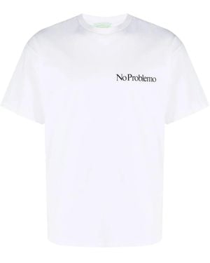 Aries No Problemo Print Cotton T-Shirt - White