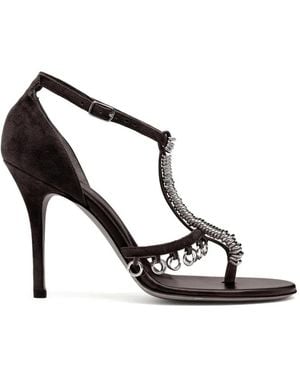 Christopher Esber Ludo Pierced Suede Heeled Sandals - White