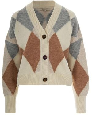 Barbour Diamond-Pattern Cardigan - Natural