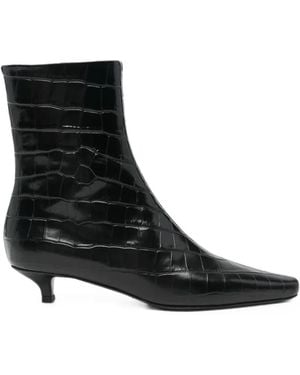 TOTEME Croc-Effect Pointed-Toe Boots - Black