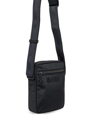 BOSS Logo-Plaque Messenger Bag - Black
