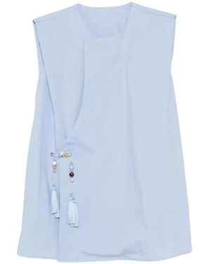 JNBY Bead-Embellished Tassel-Detail Top - Blue