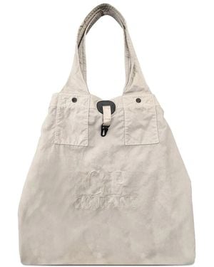 C.P. Company Twill Left Hand Schoudertas Met Logo - Naturel