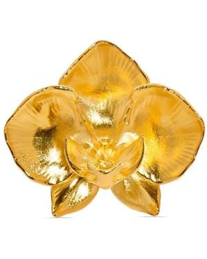 Oscar de la Renta Large Orchid Brooch - Yellow