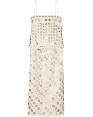 Tory Burch Mirror-Embellished Cotton Dress - White