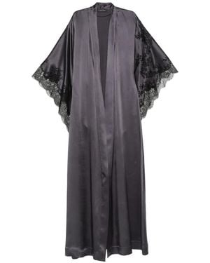 Carine Gilson Lace-Trim Robe - Grey