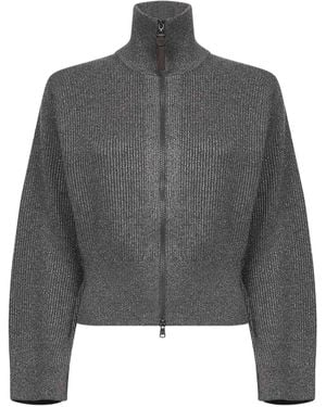 Brunello Cucinelli Vest Met Hoge Hals En Ritssluiting - Grijs
