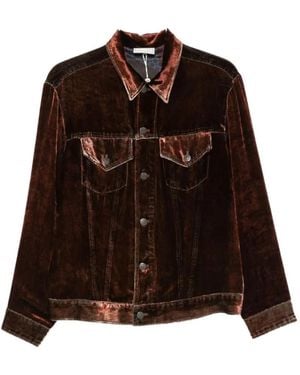Pierre Louis Mascia Velvet-Effect Buttoned Jacket - Brown