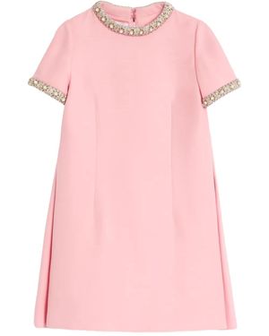 Valentino Garavani Crepe Couture Embroidered Mini Dress - Pink