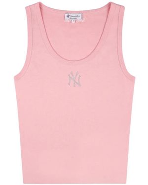 Sporty & Rich Yankees Krystal Cropped Tank Top - Pink