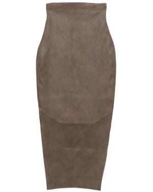 Rick Owens Leather Midi Skirt - Natural