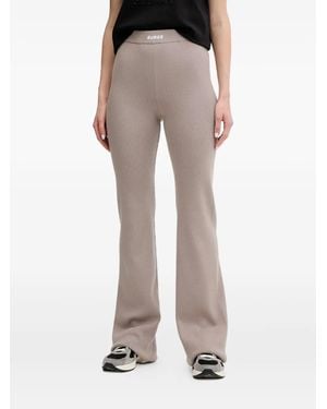 Guess Logo-Detail Ribbed Pants - Natural