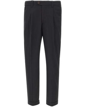 Devore Pleated Cuffed Pants - Blue