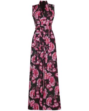 Adam Lippes Nansi Rose-Print Poplin Jumpsuit - Purple