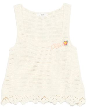 Chloé Haut Crop Sans Manches En Crochet - White
