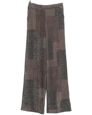 Bye Patchwork-Check Pants - Gray