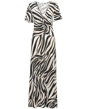 Marella Mlsteca Zebra-Print Drawstring Maxi Dress - White